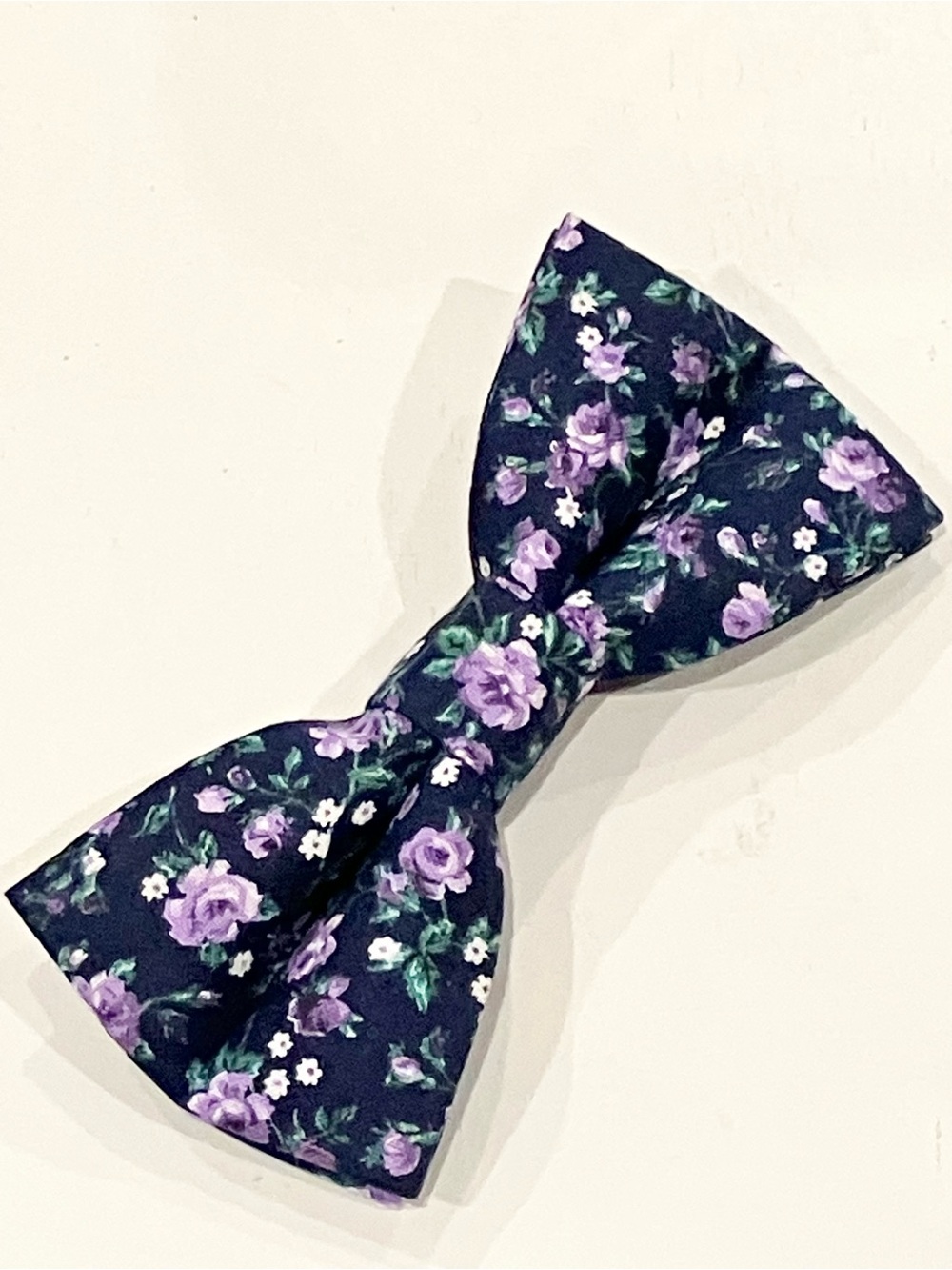 Pet Bowtie in Navy w/ Purple Floral